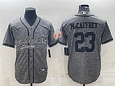 Men's San Francisco 49ers #23 Christian McCaffrey Gray With Patch Cool Base Stitched Baseball Jersey,baseball caps,new era cap wholesale,wholesale hats